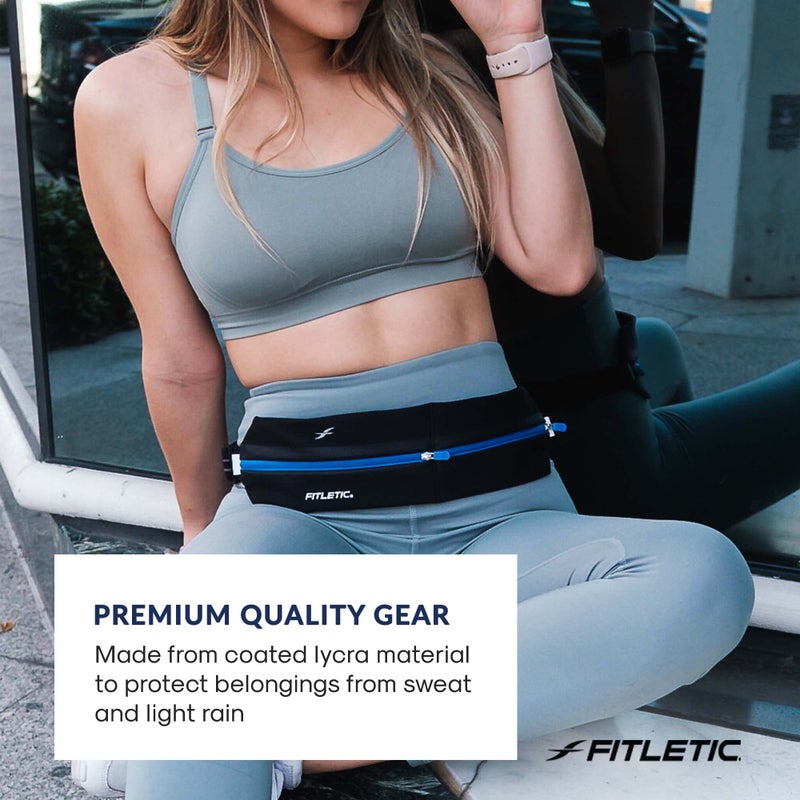 Fitletic Bolt Double Pocket Running Belt & Active Fanny Pack For Men & Women â€“ Water Resistant, Lightweight Sleek Design â€“ Patented No Bounce Hip Hugging Fit â€“ Holds Any Phone - Image 4